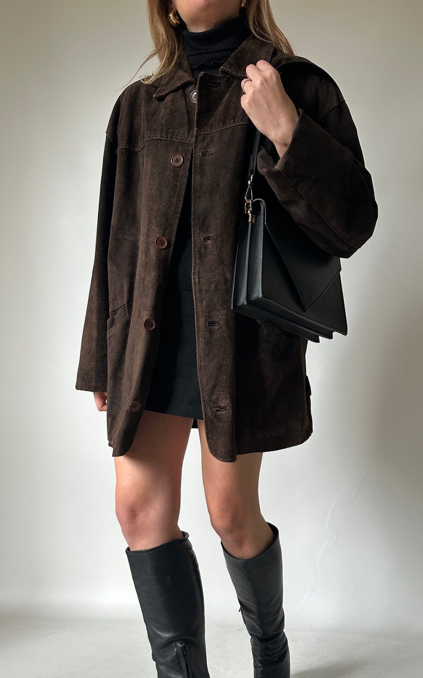 Dark chocolate real suede jacket
