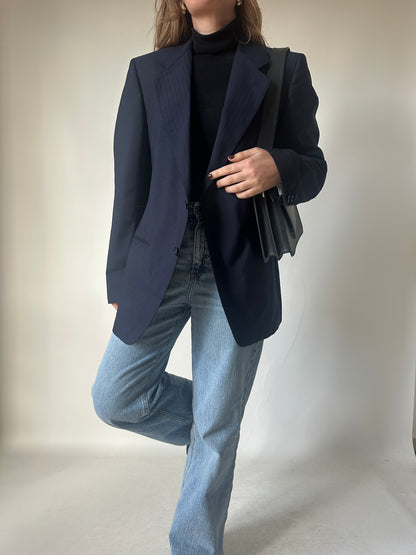 Minimal navy pinstriped blazer