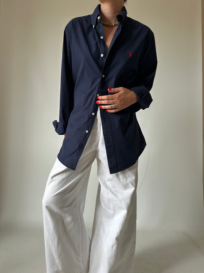 RALPH LAUREN navy petite shirt