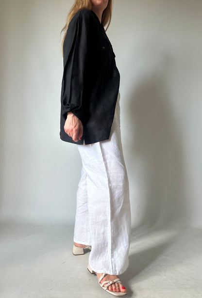 Black oversize 100% linen shirt