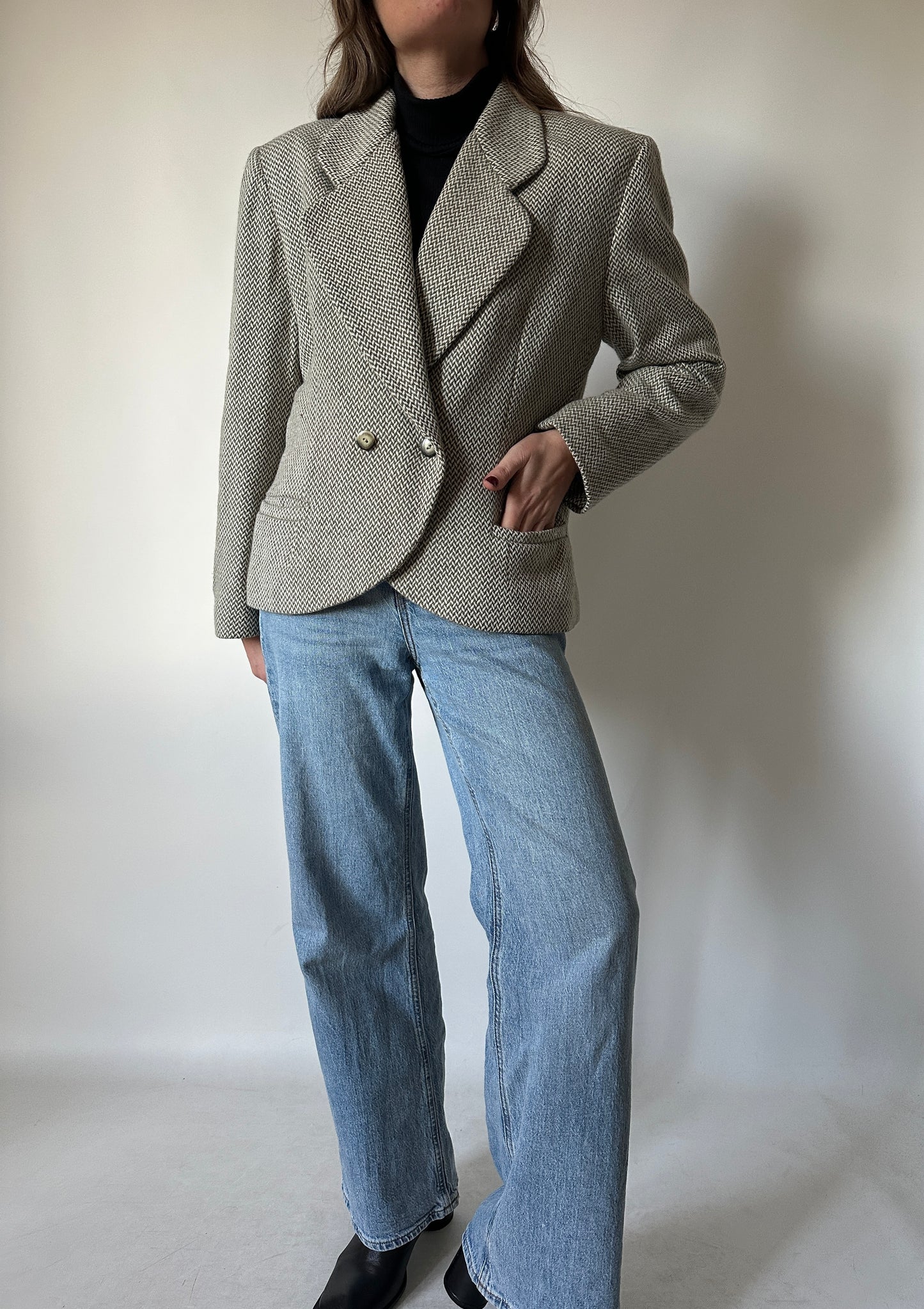 Blazer spigato in lana