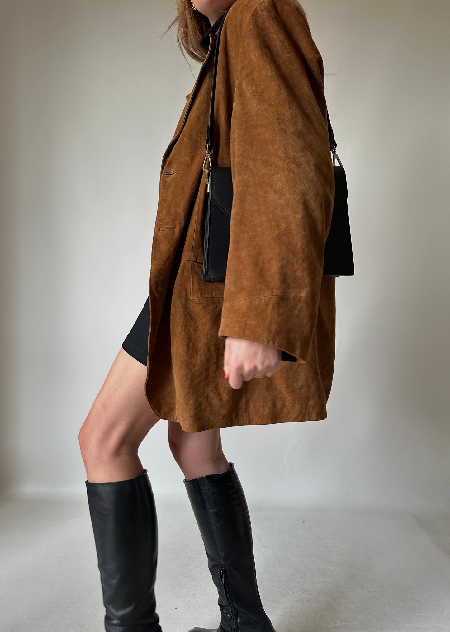 Brown real leather suede jacket