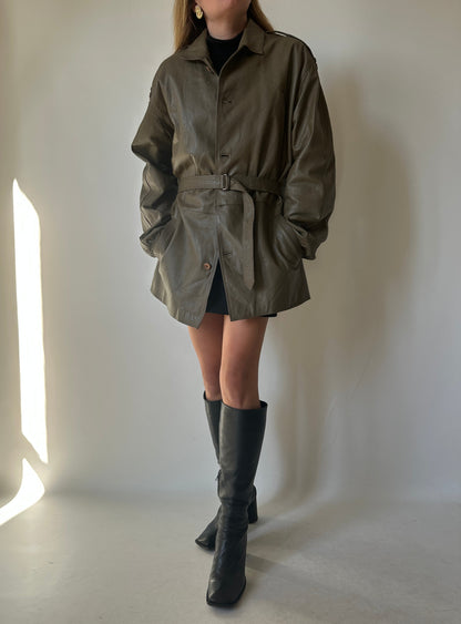 Utility leather jacket