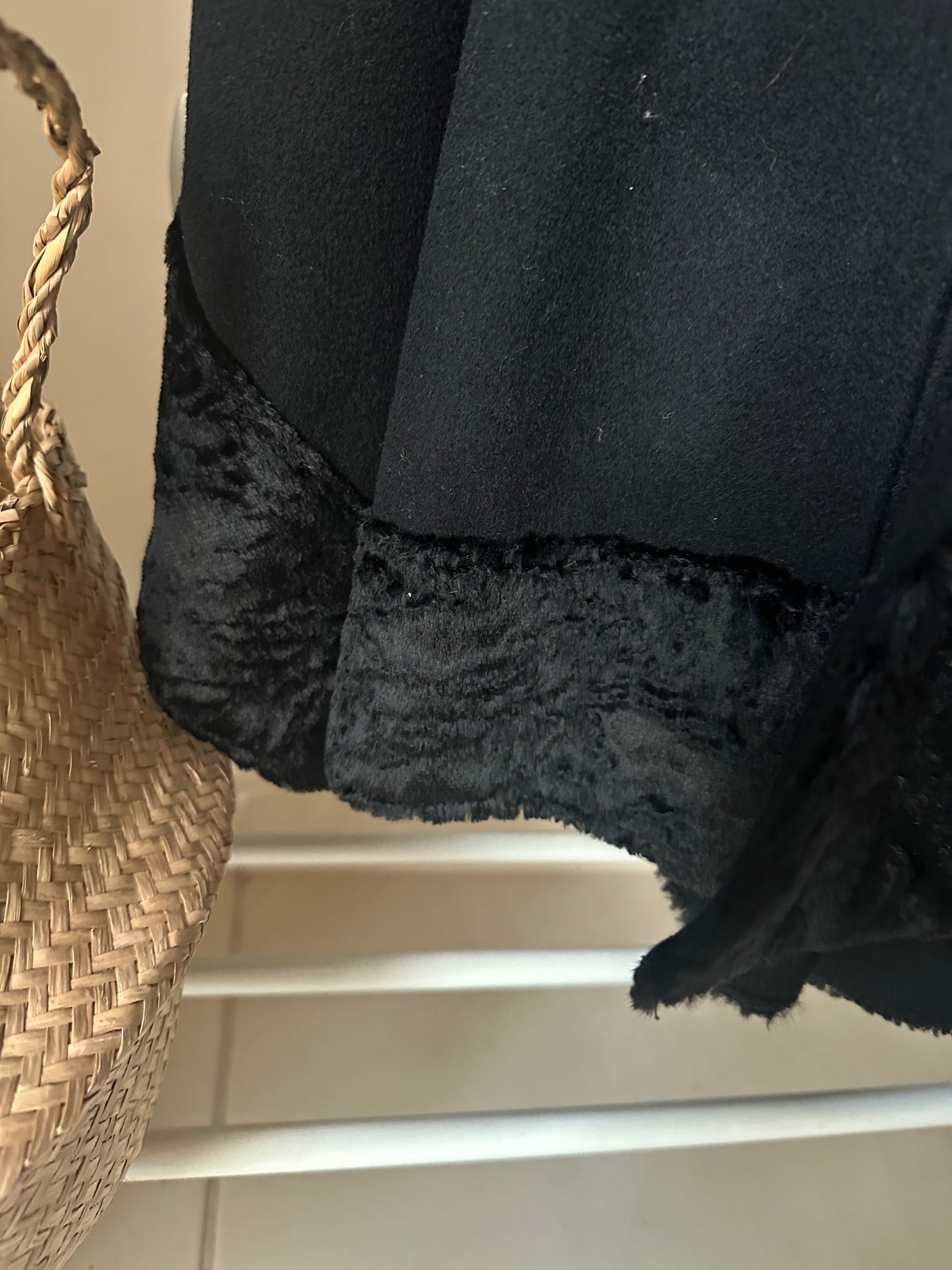 Luxury wool and astrakan poncho