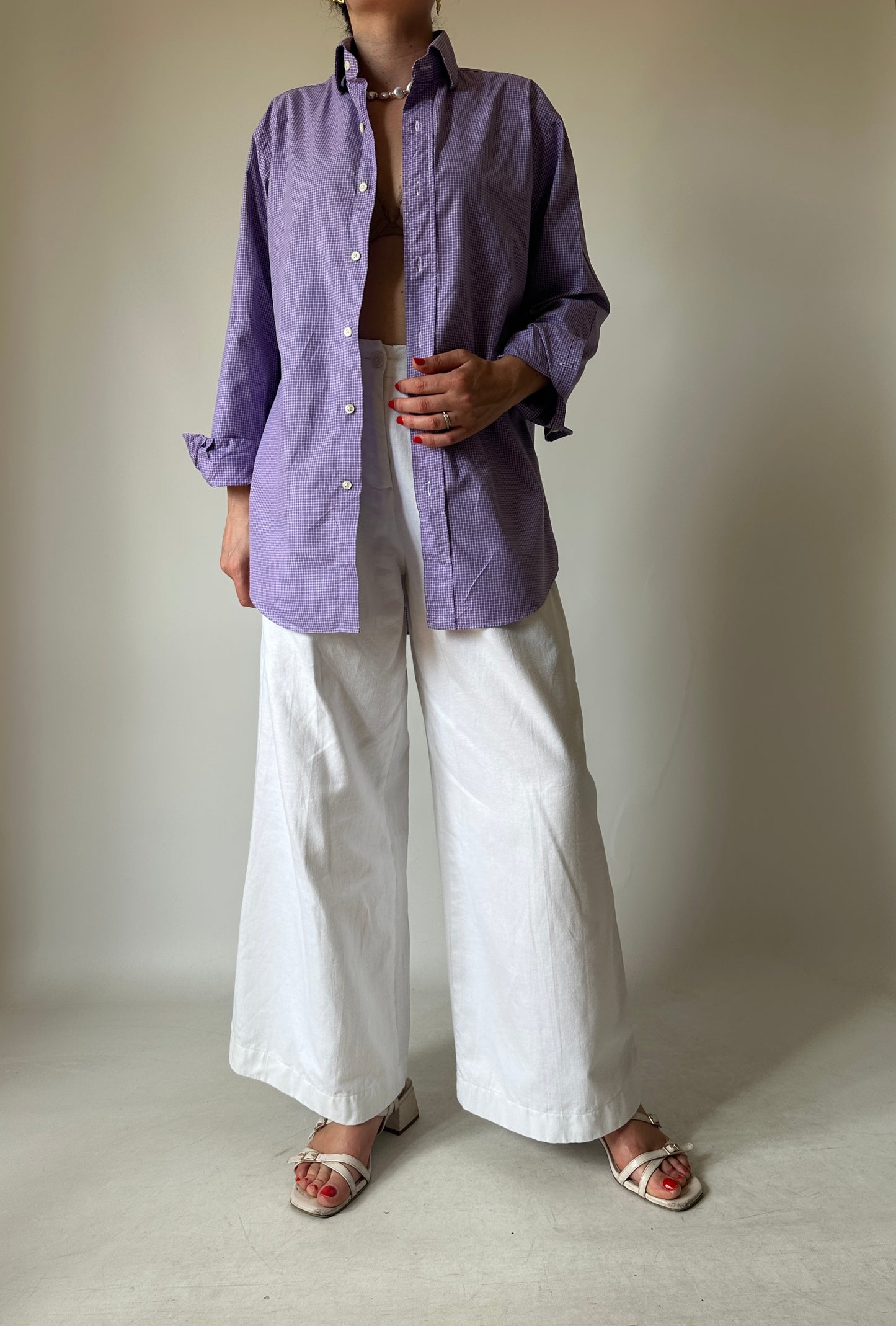 RALPH LAUREN vichy lilac shirt