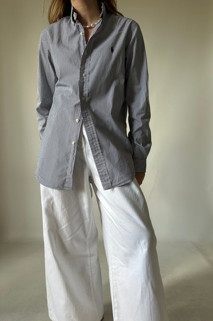 RALPH LAUREN black striped petite shirt