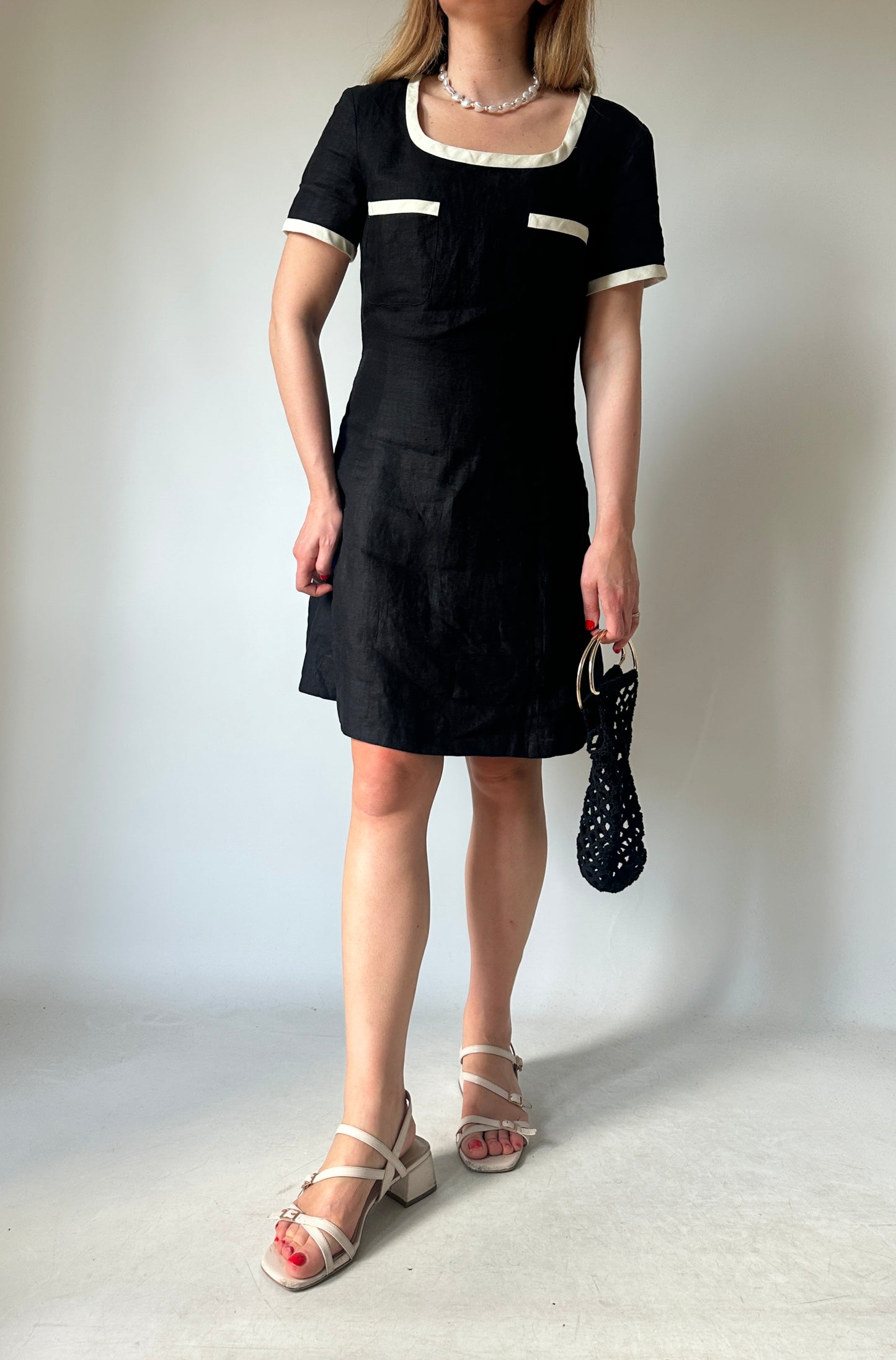 Chanel inspired 100% linen dress