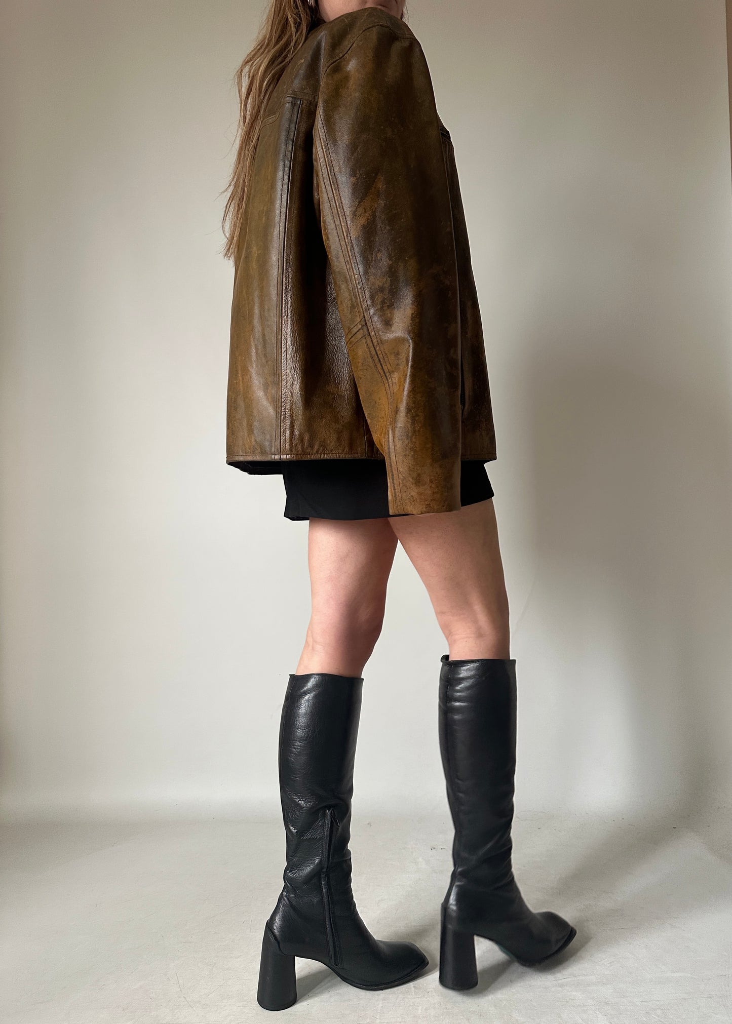 Dreamy distressed rusted leather biker