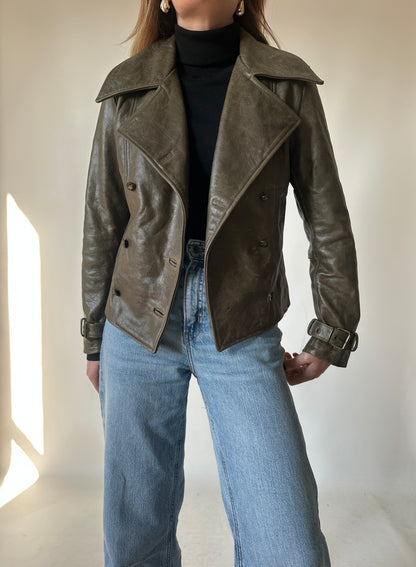 Giacca in pelle verdone