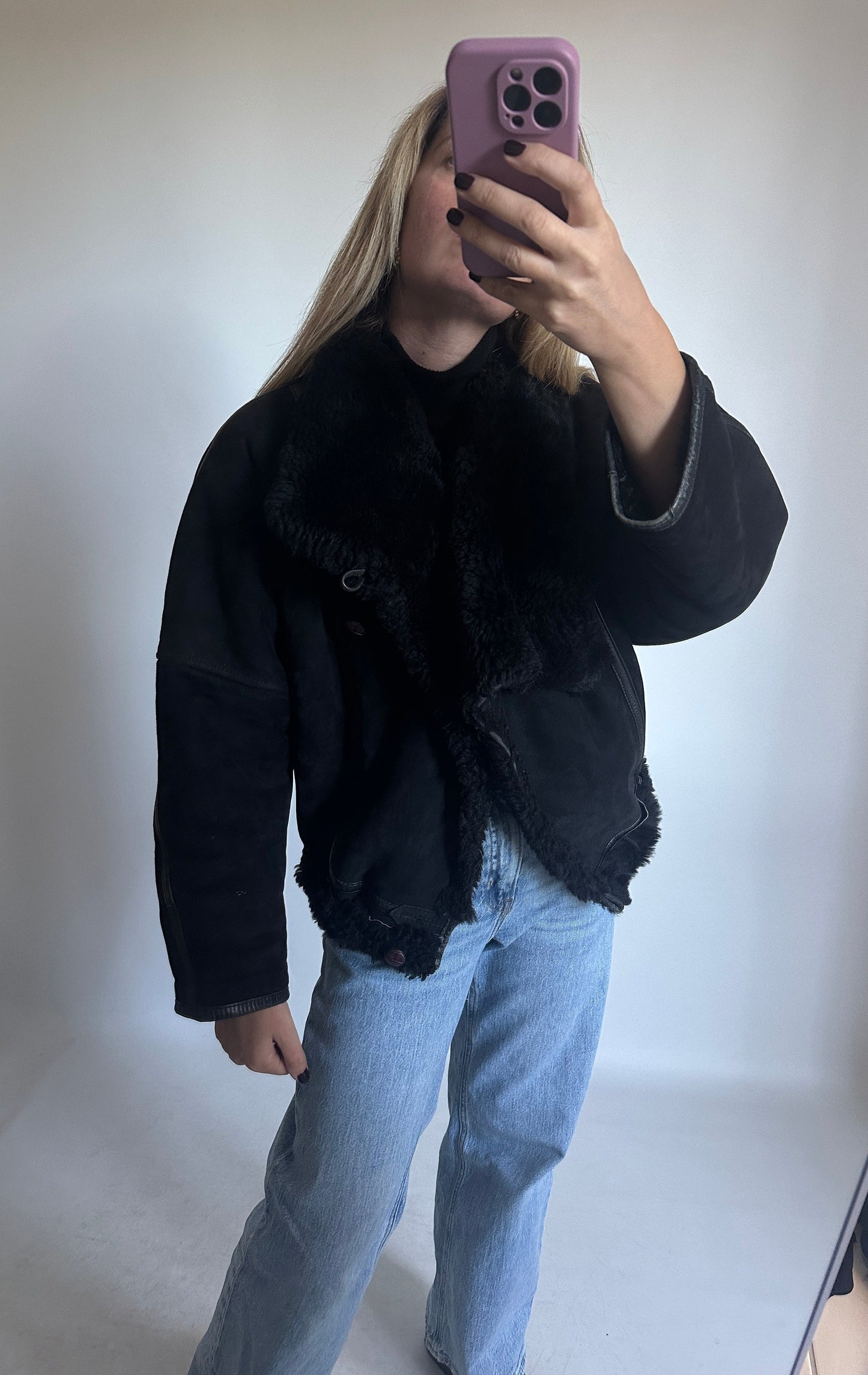 Petite black Shearling