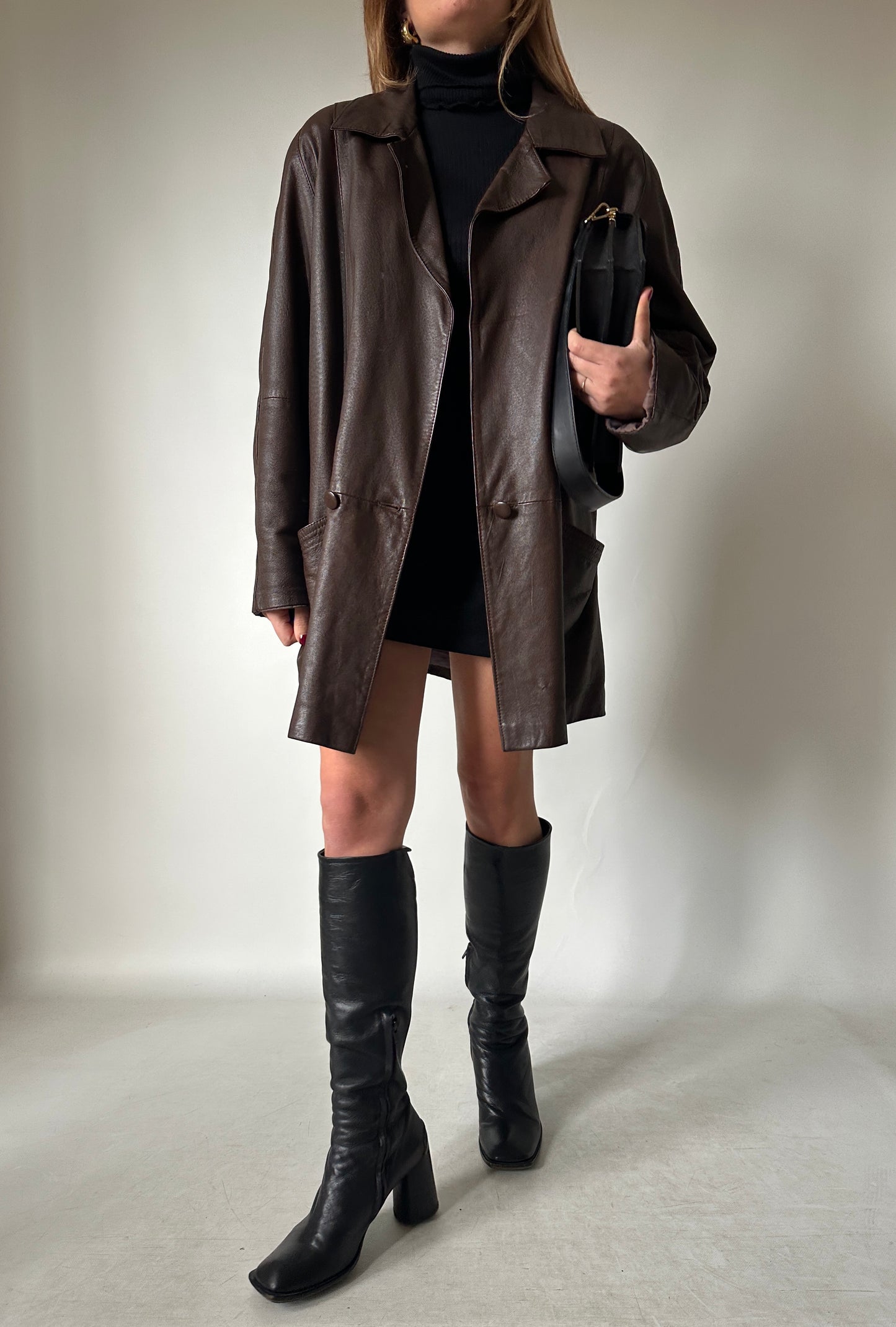 Dark chocolate real leather jacket