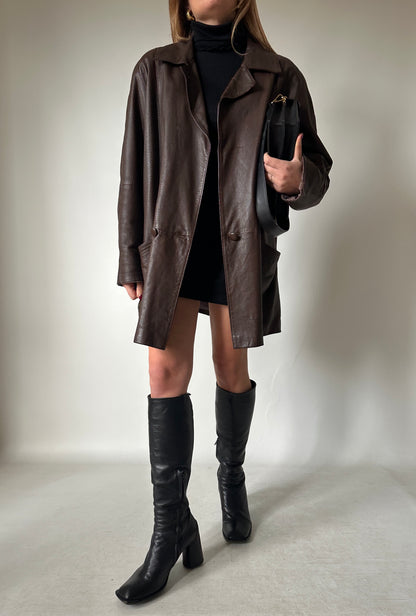 Dark chocolate real leather jacket