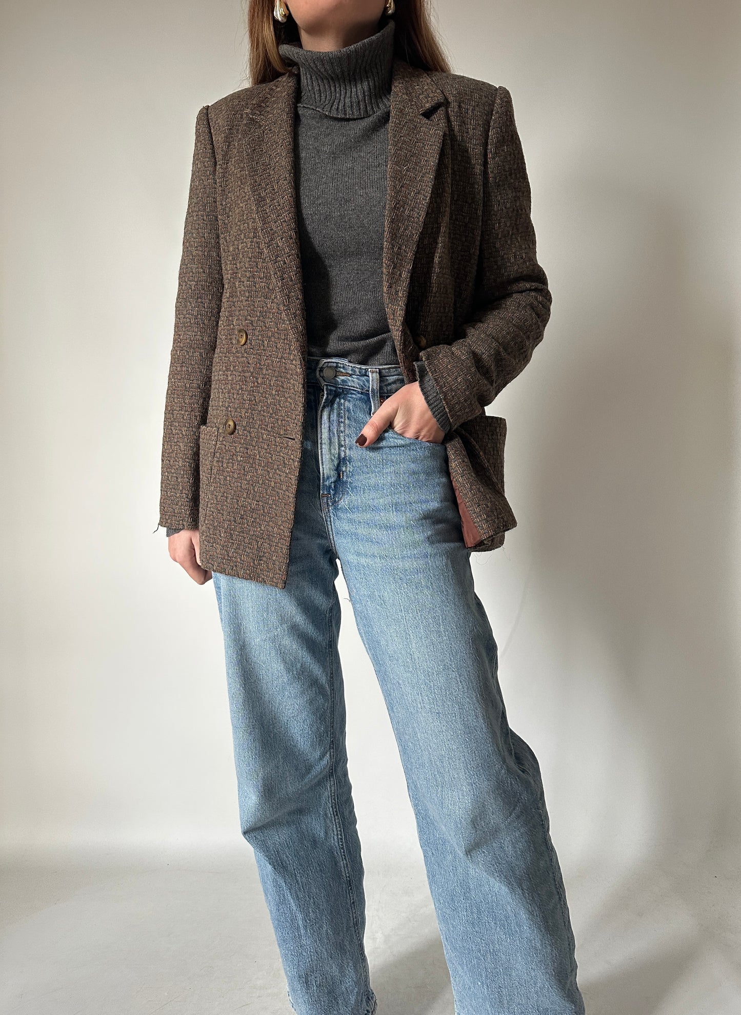 Blazer tramato in lana petite