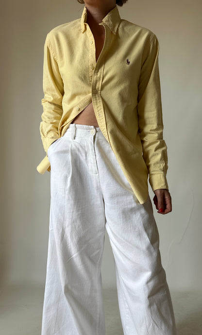 RALPH LAUREN butter yellow petite shirt