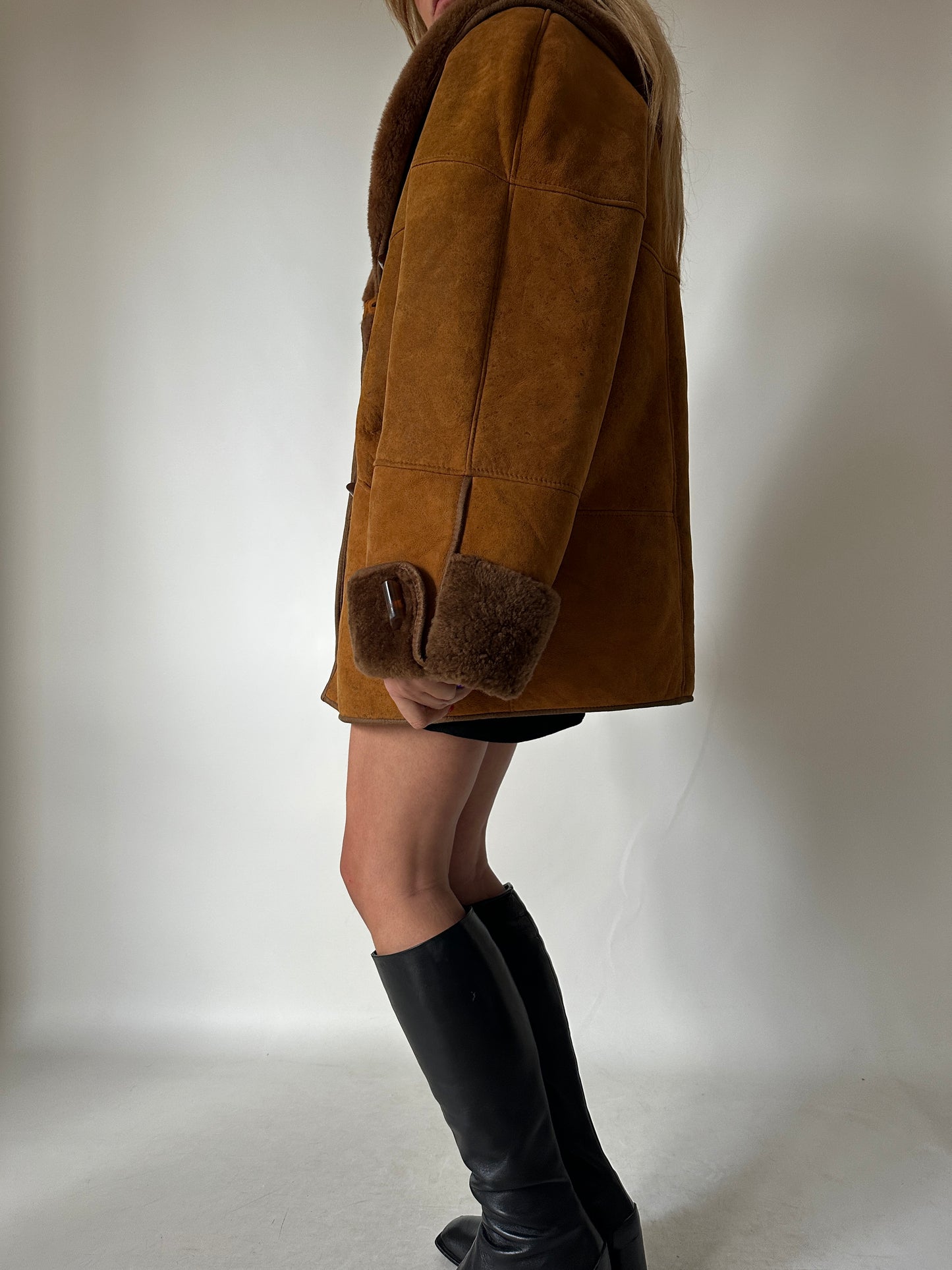 Caramel distressed Shearling