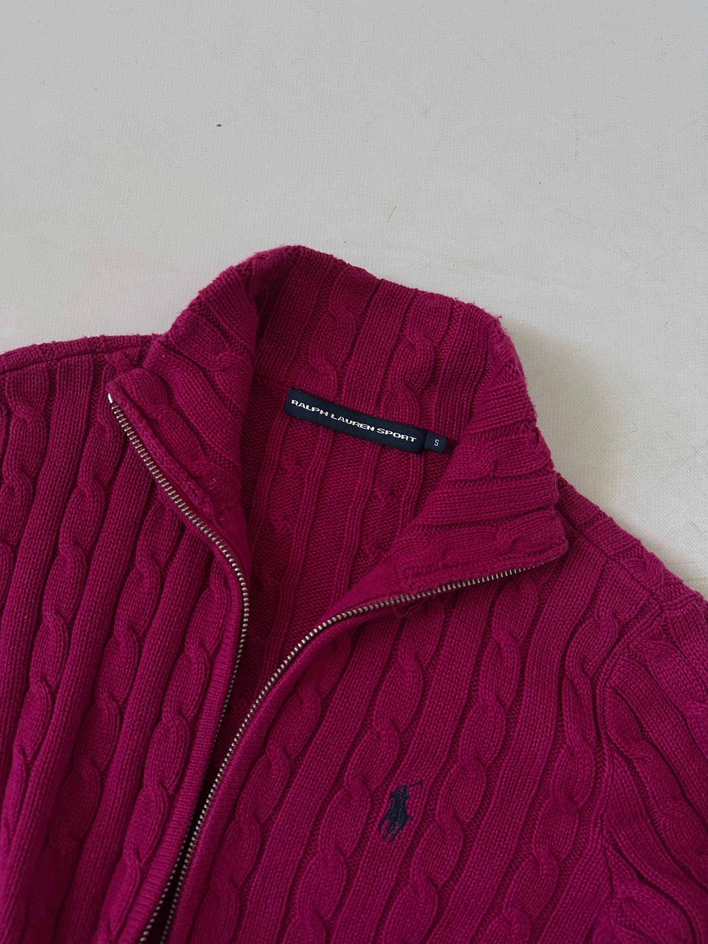 RALPH LAUREN pink cable-knit cardigan
