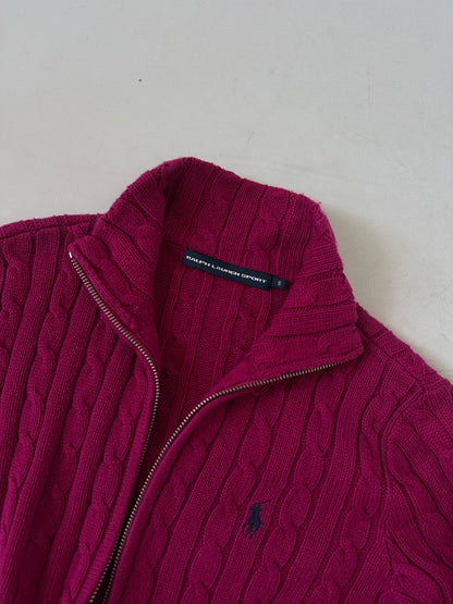 RALPH LAUREN pink cable-knit cardigan