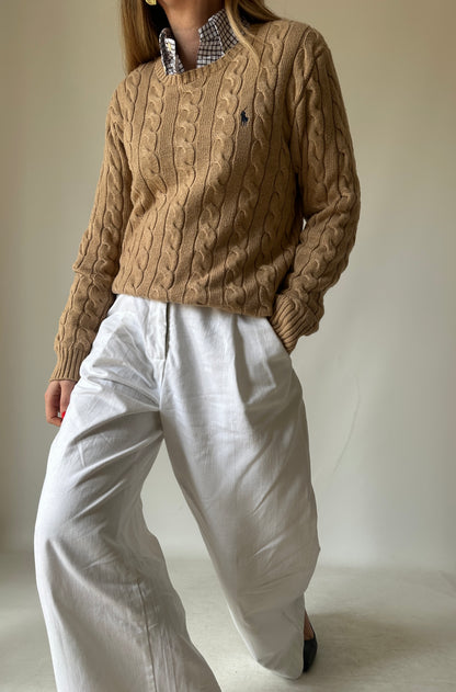 RALPH LAUREN camel cable-knit sweater