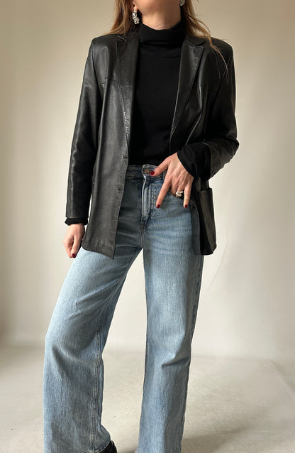 Nappa leather slim blazer