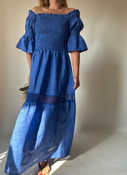 Abito Isabelle in lino - blu