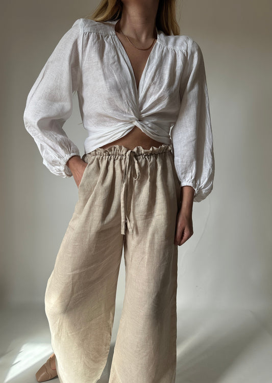 Top Ariel puro lino - bianco