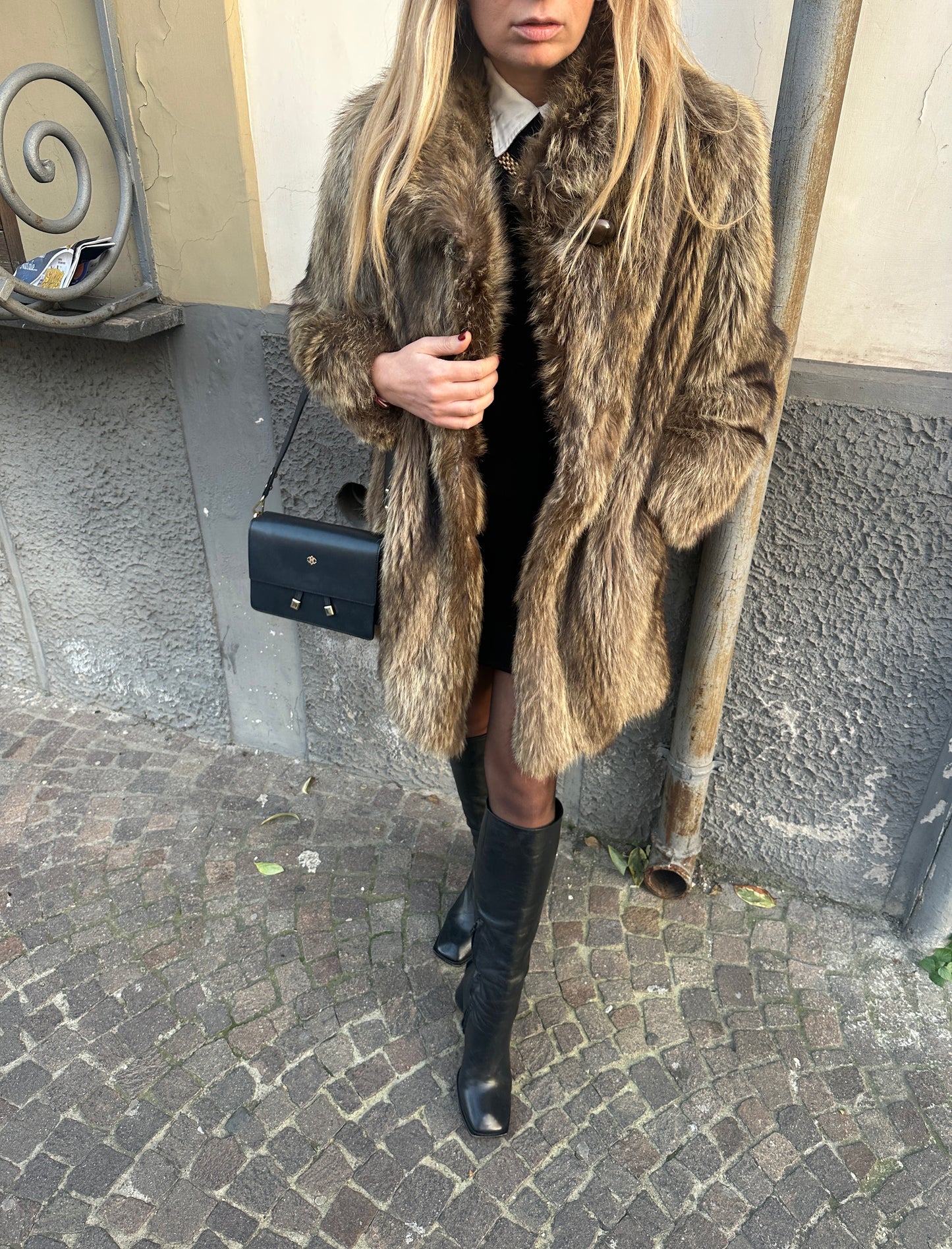 Silver real fox fur
