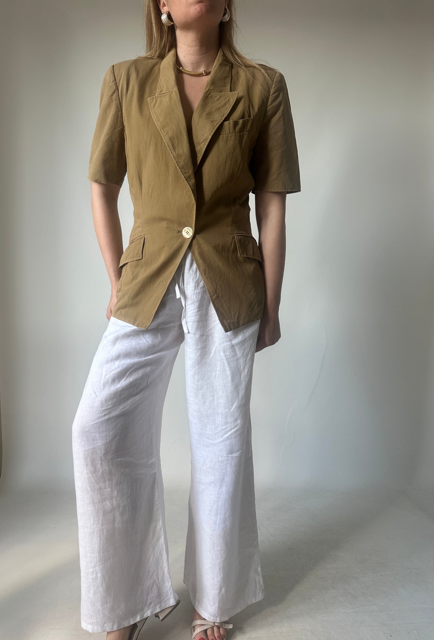 MARELLA camel cotton slim blazer