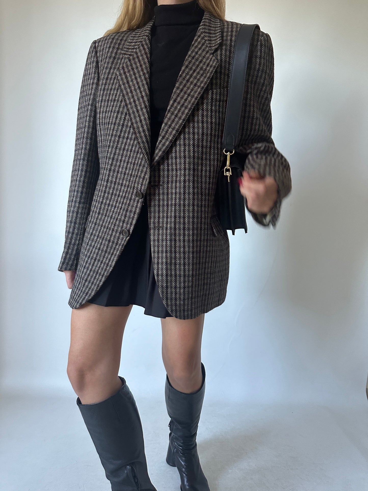 Pied de poule virgin wool brown blazer