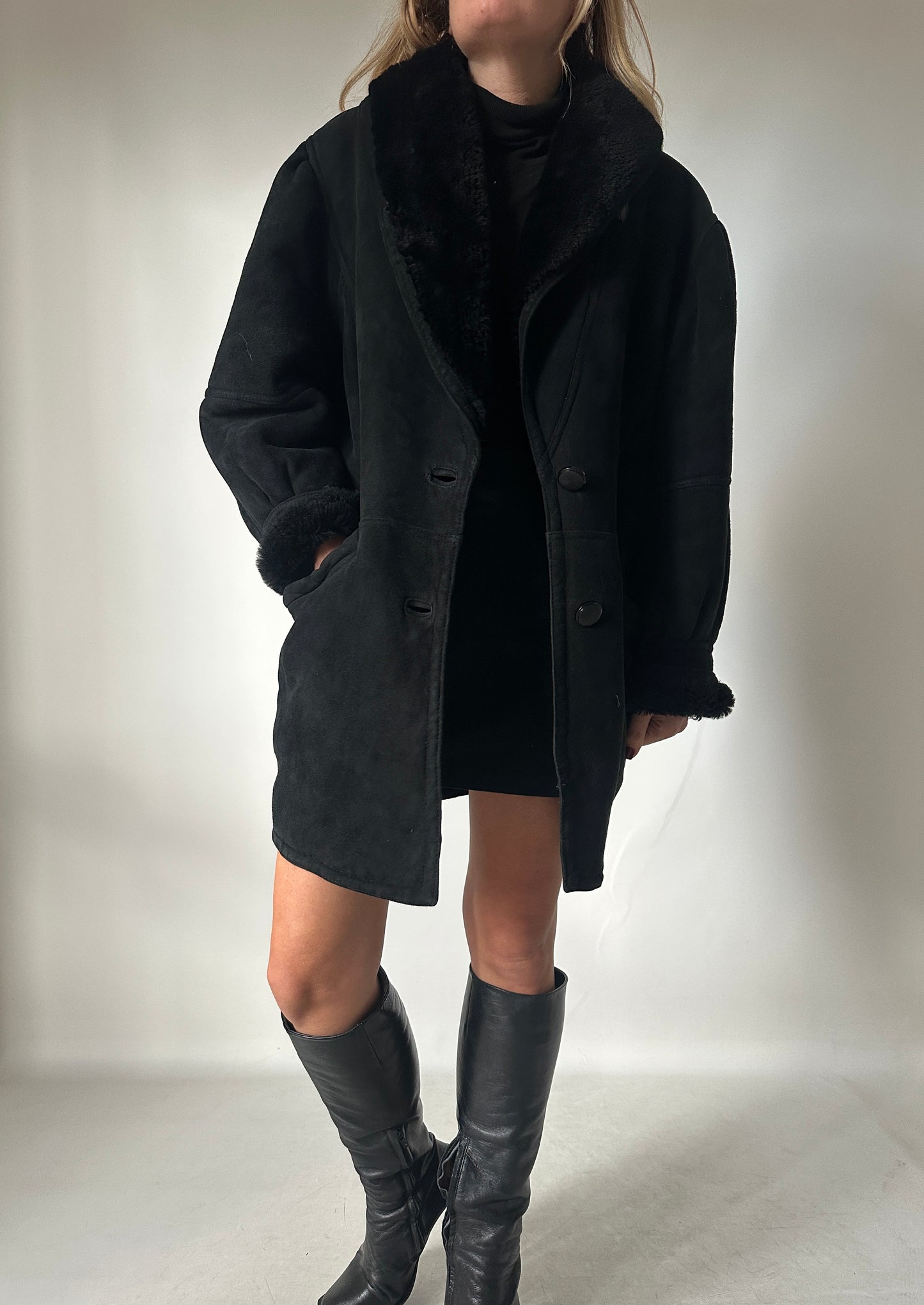 Black evergreen Shearling