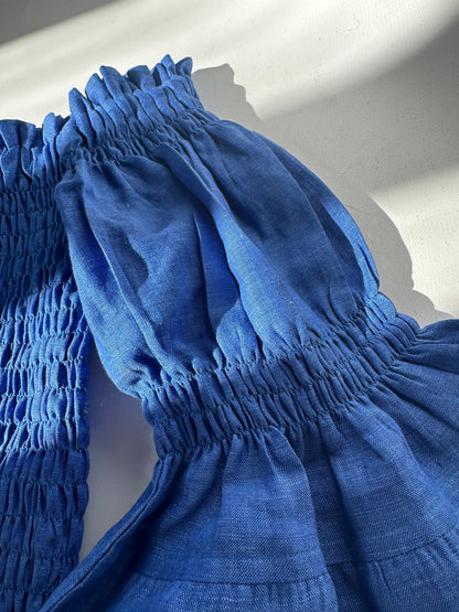 Top Dafne in lino - blu