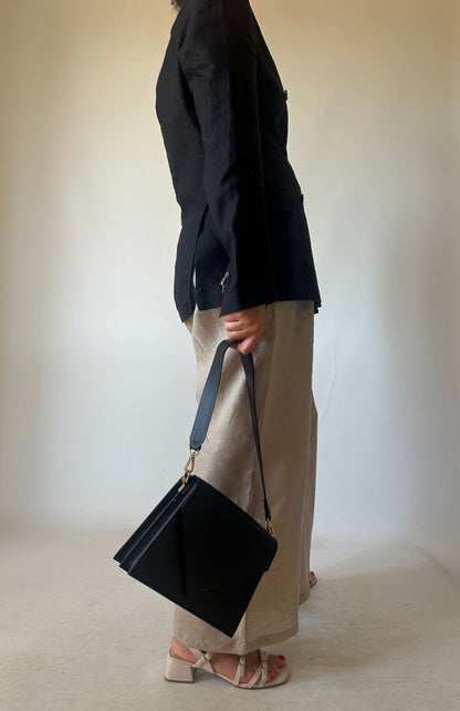 Blazer petite in lino nero