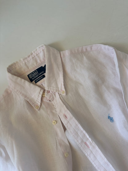RALPH LAUREN camicia in lino rosa pallido