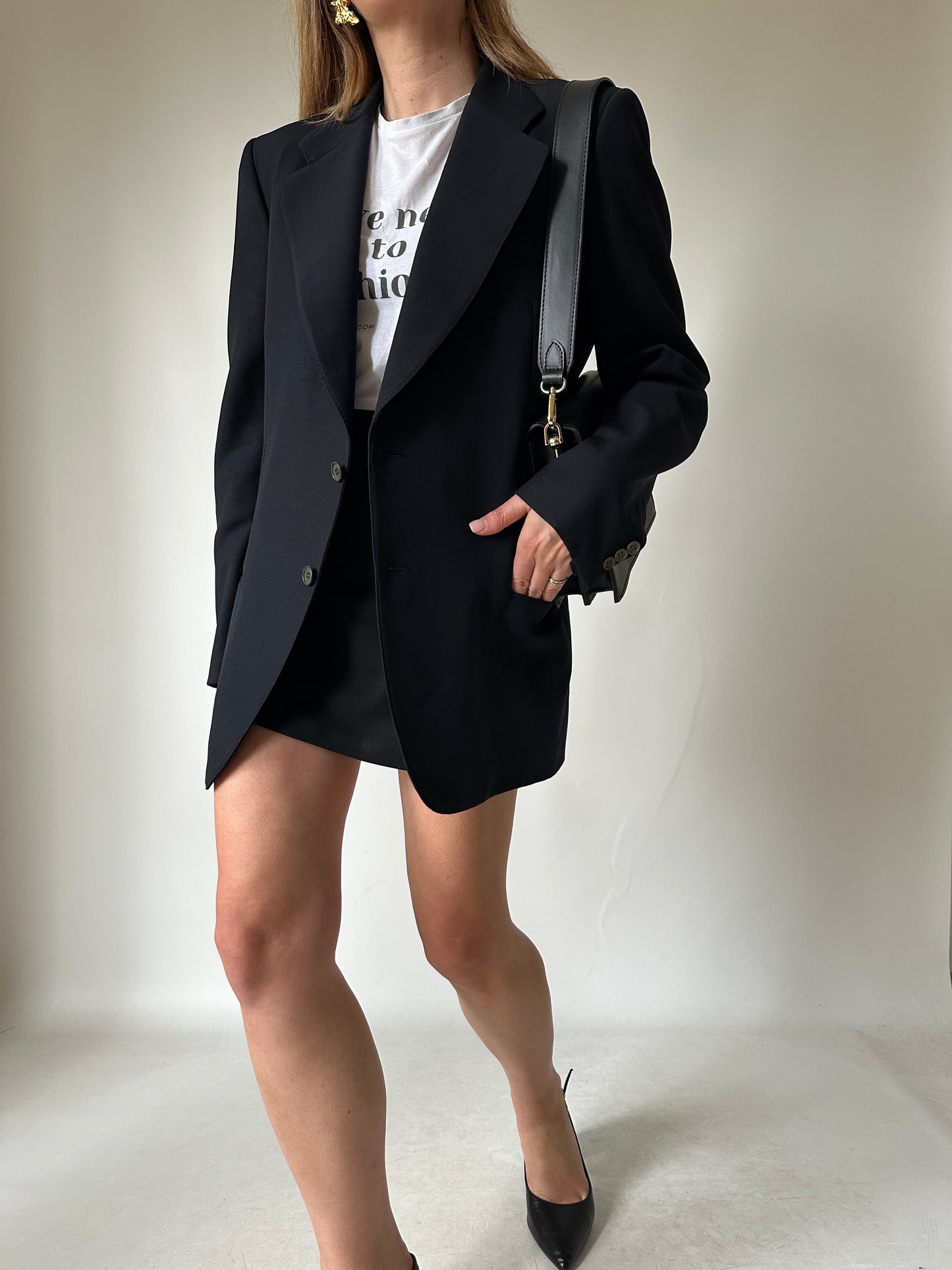 Minimal slim virgin wool blazer