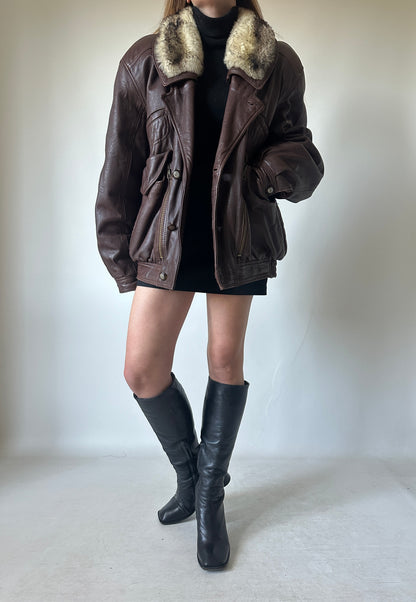 Dreamy chocolate leather bomber