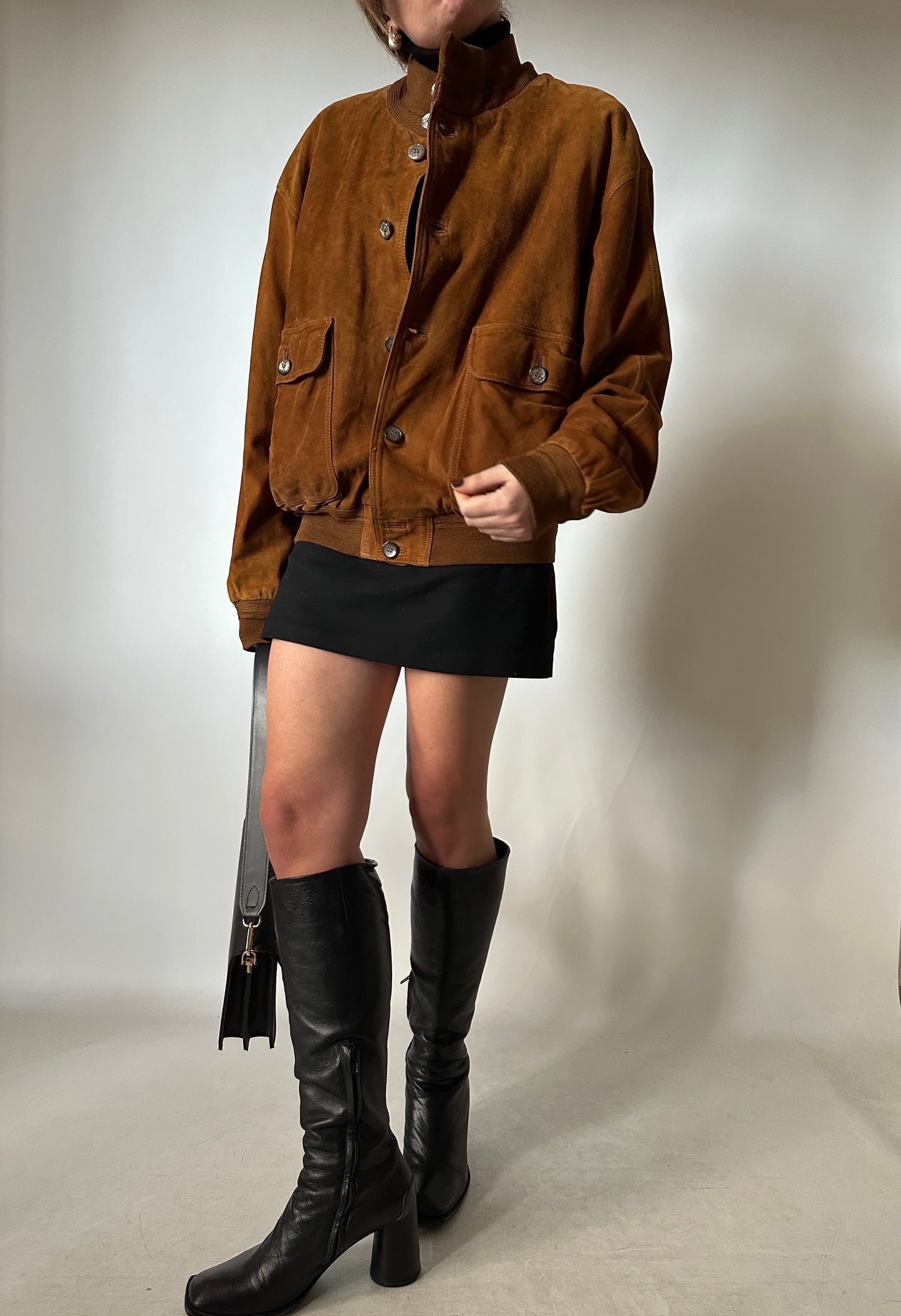 Petite suede bomber