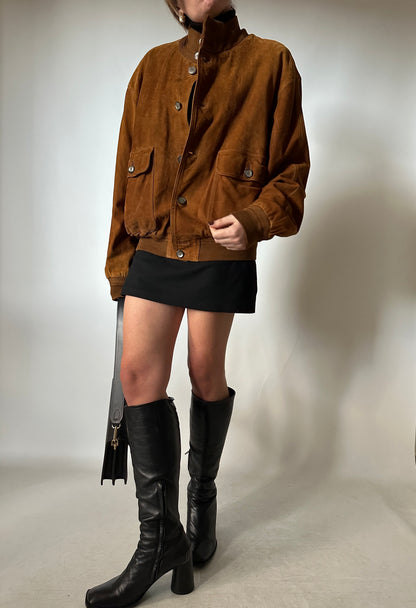Petite suede bomber