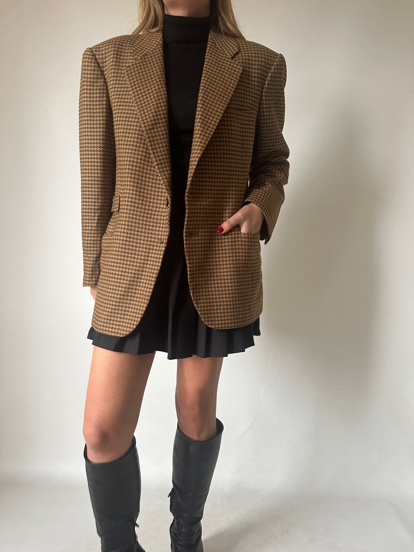 Pied de poule wool blazer coat