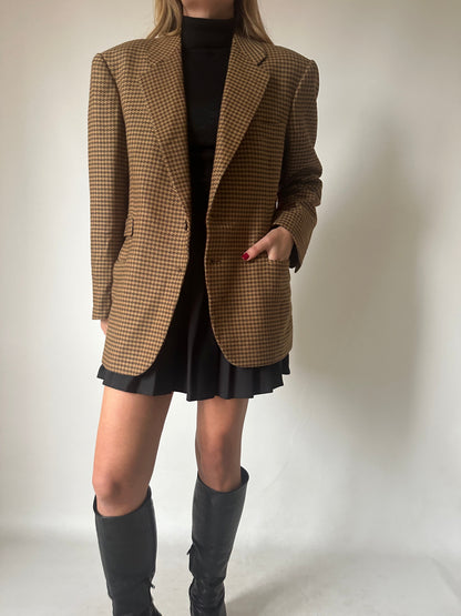 Pied de poule wool blazer coat