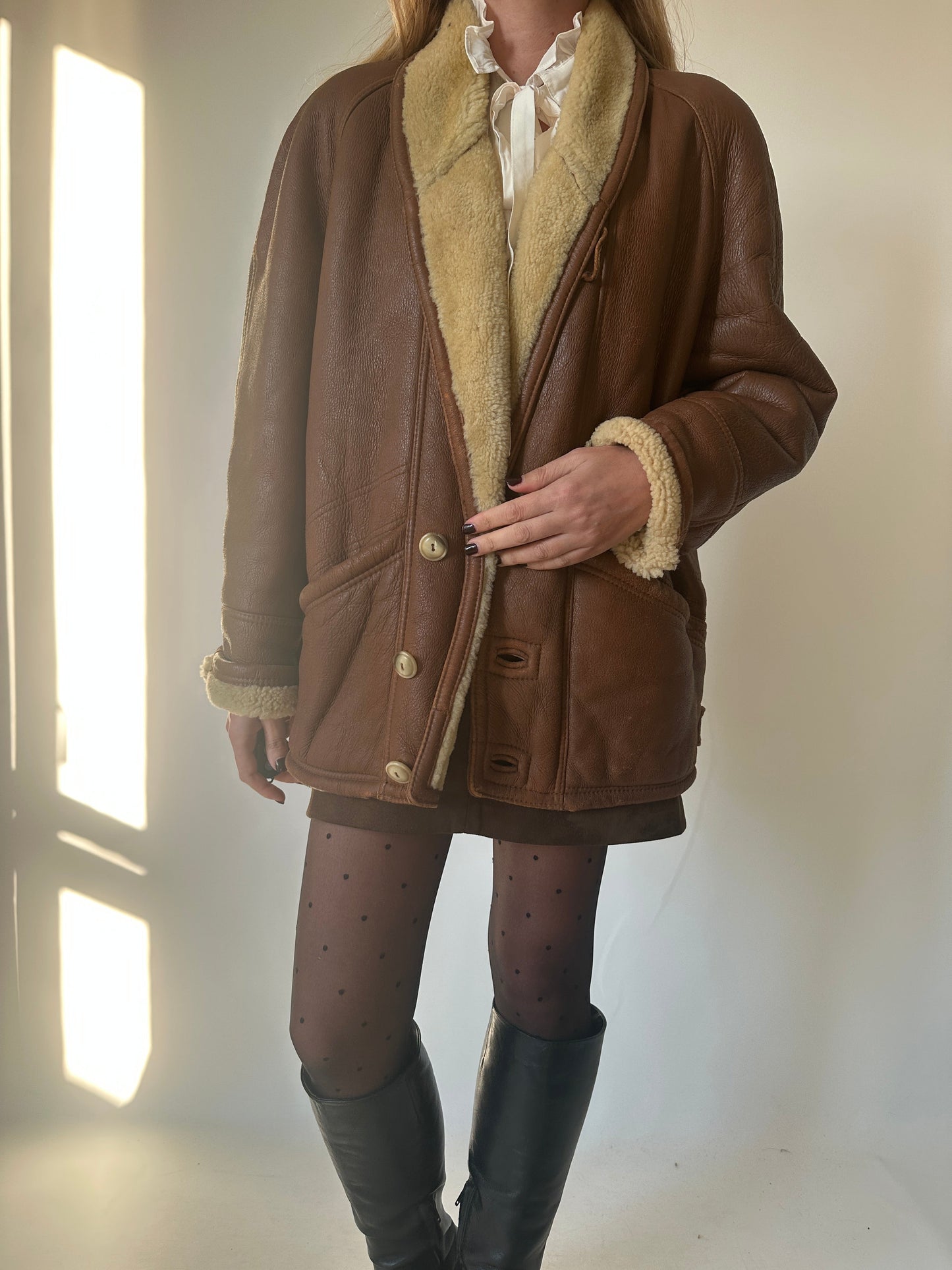 Camel passpartour Shearling