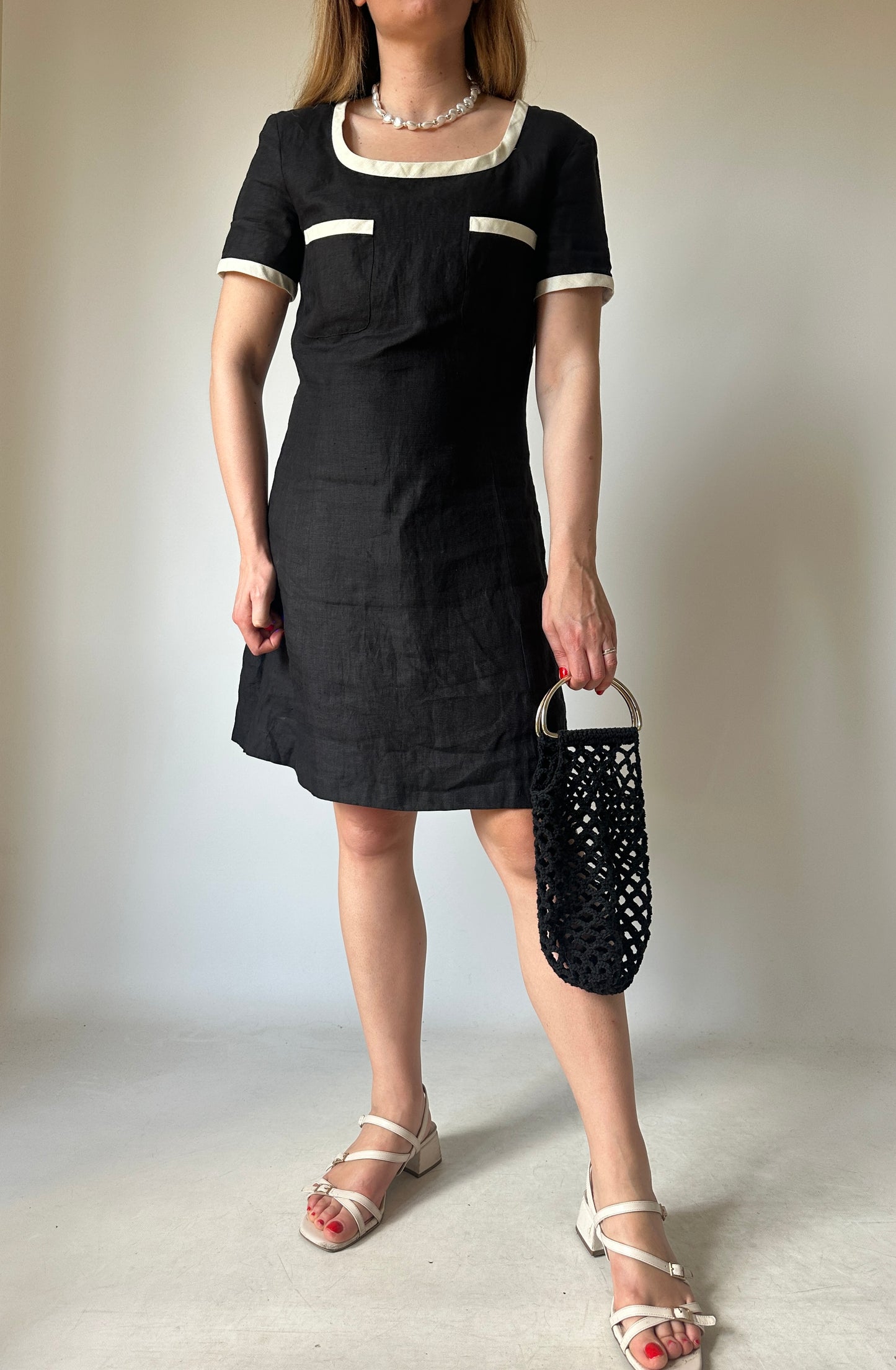 Chanel inspired 100% linen dress