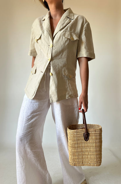 Pure 100% linen sahariana shirt