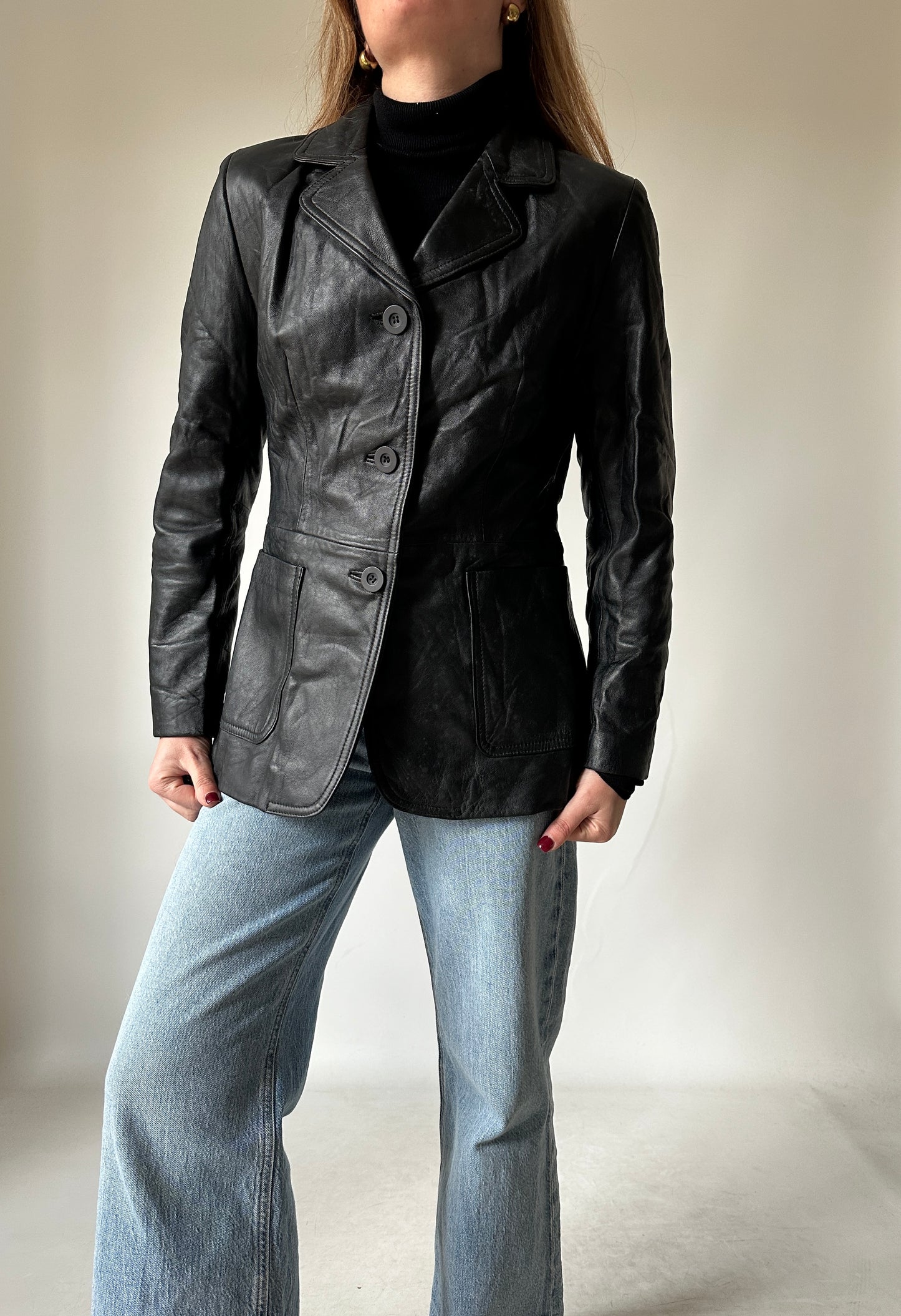 Nappa leather slim jacket
