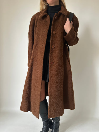 Chocolate teddy wool coat