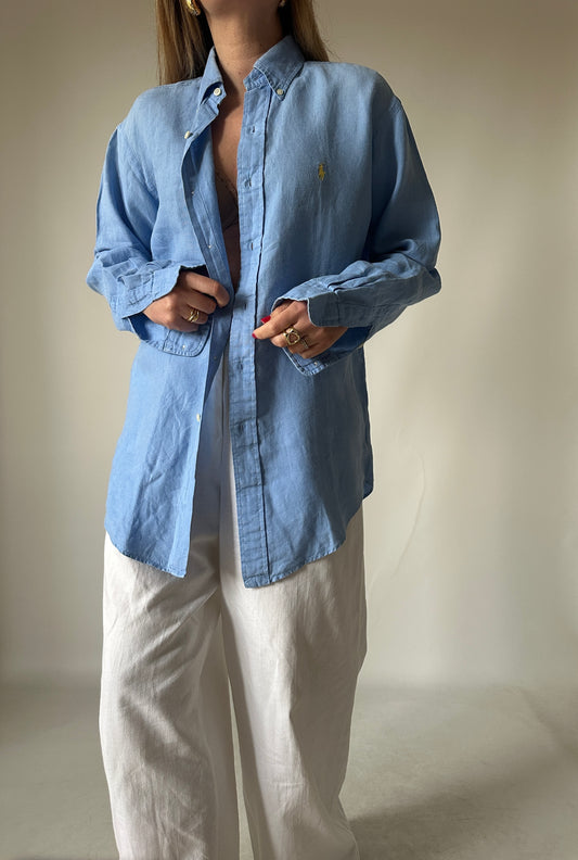 RALPH LAUREN blue linen shirt