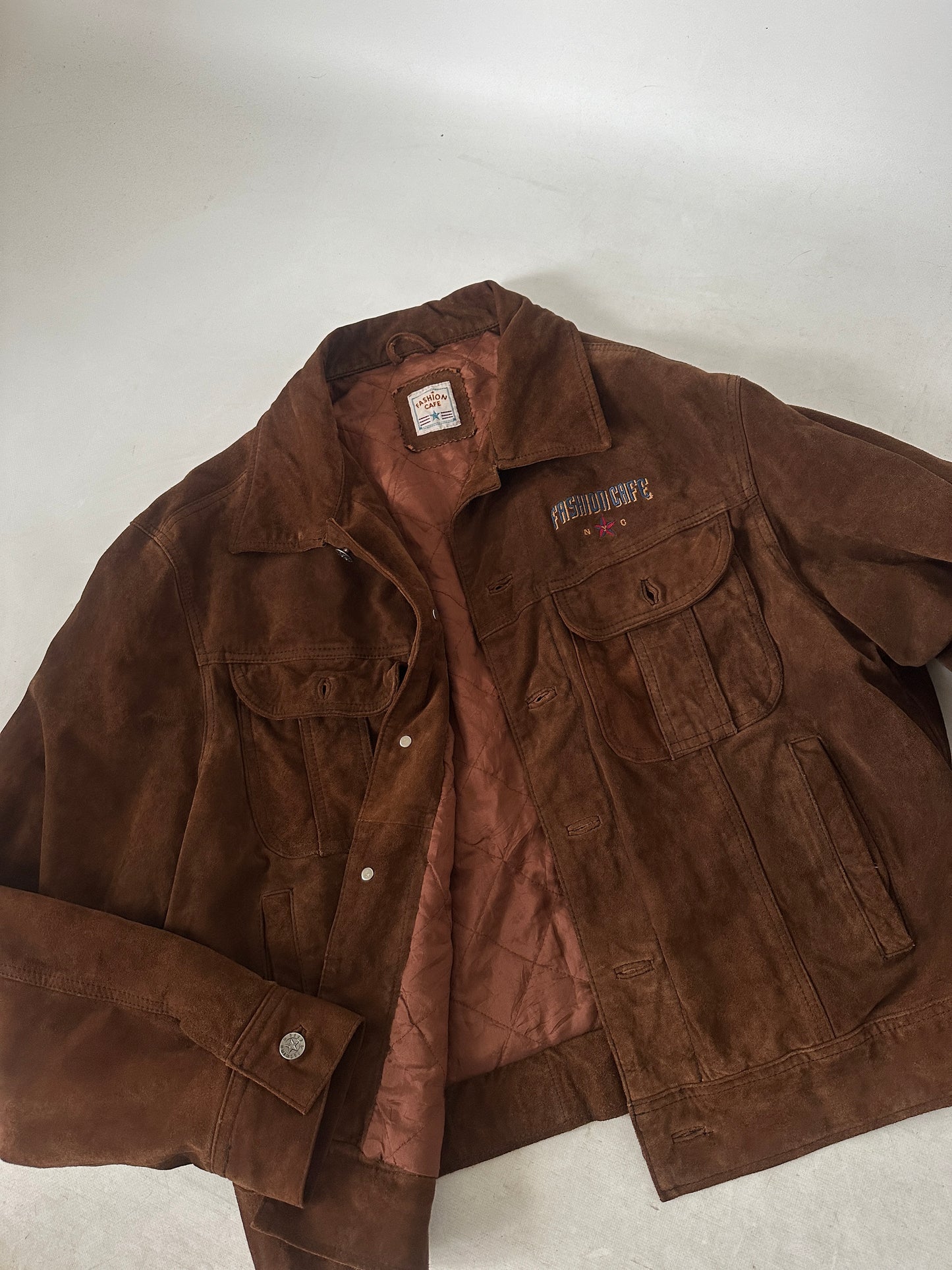 Casual chocolate suede bomber