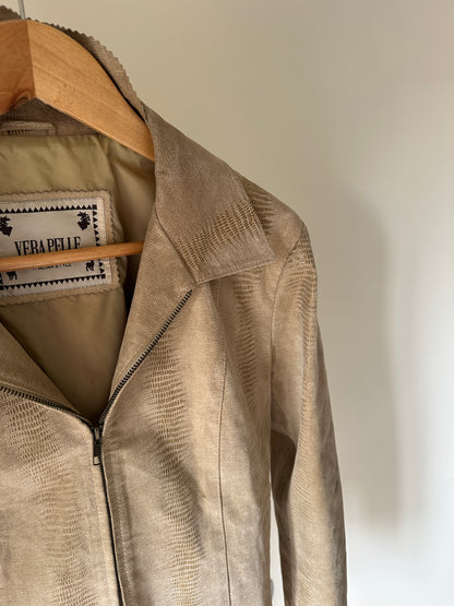 Phyton sand light leather jacket