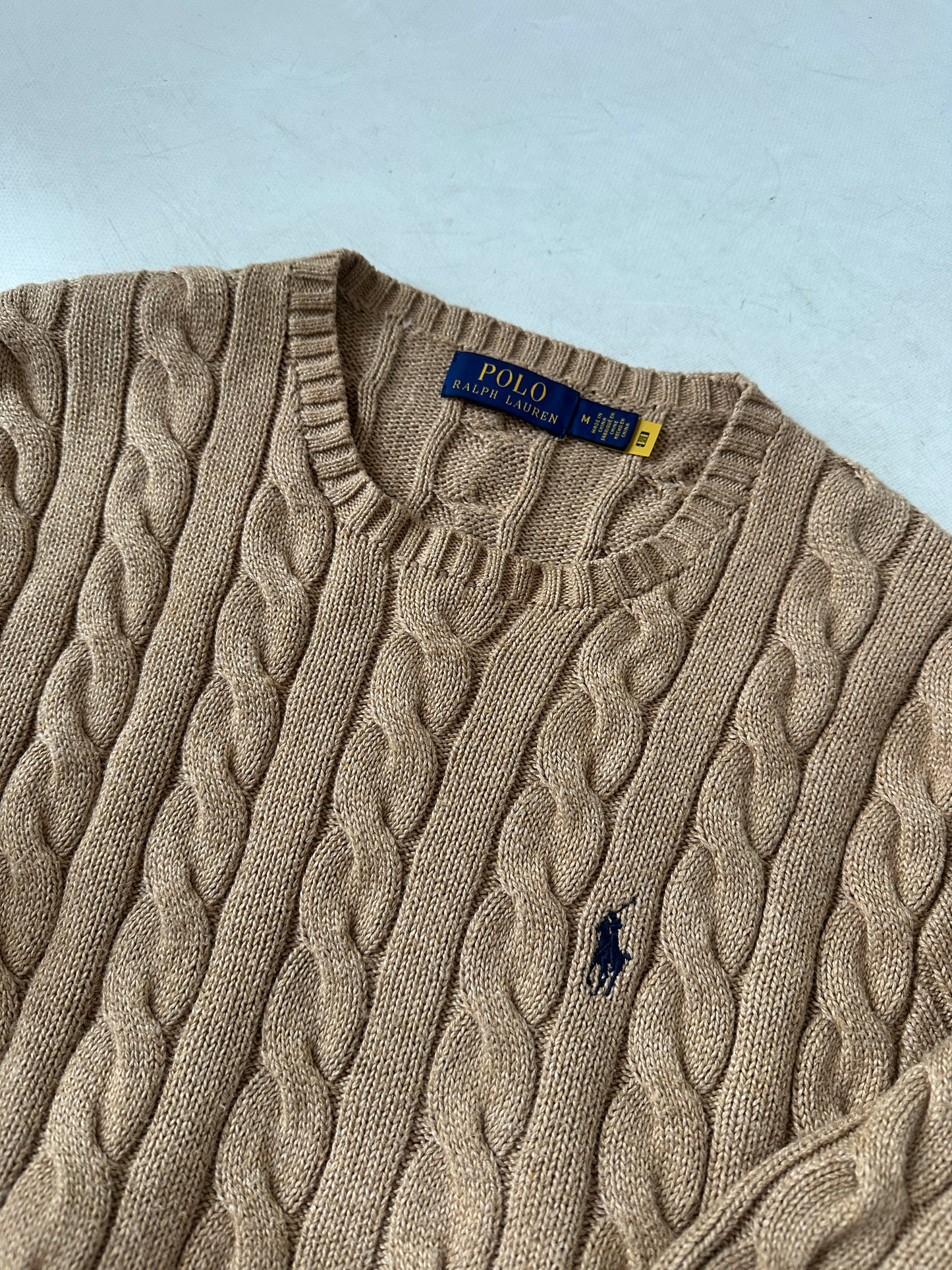 RALPH LAUREN camel cable-knit sweater