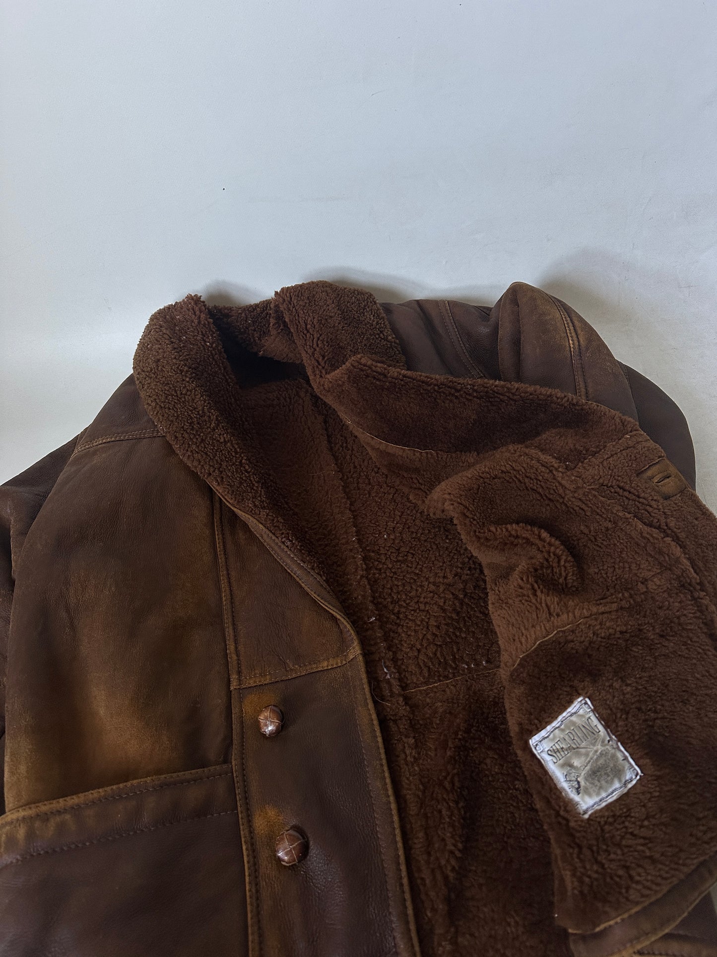 Unique distressed brown Shearling