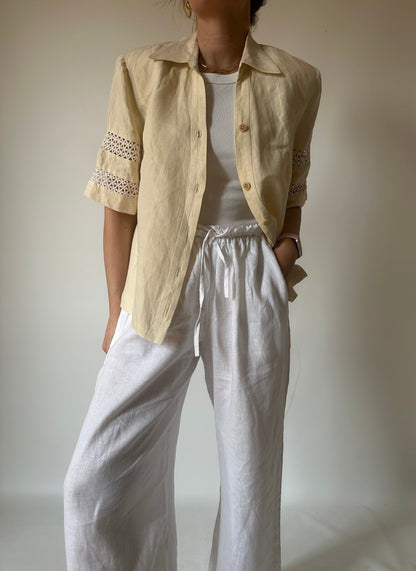 Tailored pure linen cream shirt
