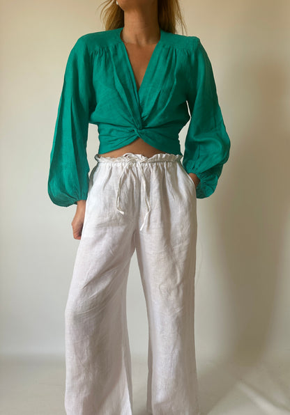 Top Ariel puro lino - verde smeraldo